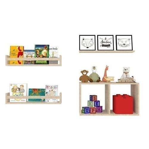 Conjunto Infantil com 1 Nicho e 3 Prateleiras Trini Bramov Móveis Geneve