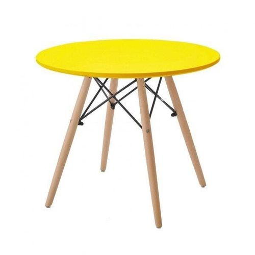 Mesa Infantil Base Madeira Eiffel Móveis Branco Amarelo