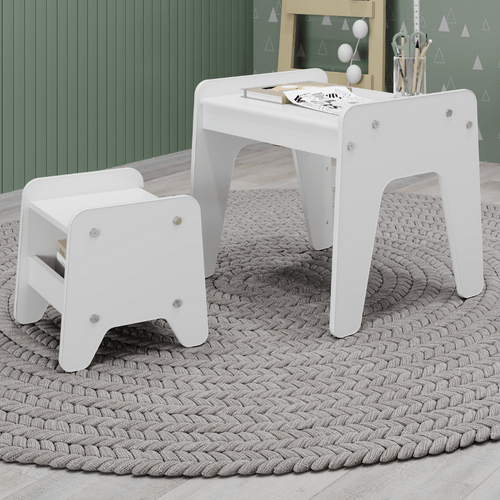 Conjunto Mesa E Banquinho Infantil Montessori Branco