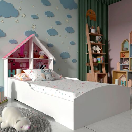 Cama Infantil Casinha Gelius Móveis Branco Acetinado