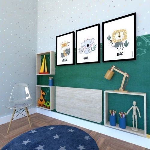 Conjunto com 1 Mesa Dobrável 60cm e 3 Nichos Bramov Móveis Geneve