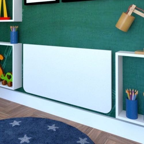 Mesa Infantil Dobrável 80cm com Canto Arredondado Bramov Móveis Branco