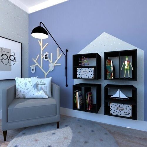 Conjunto com 4 Nichos com Prateleira Montana Bramov Móveis Preto