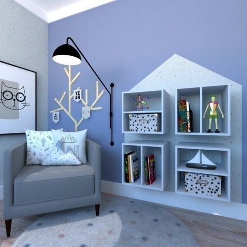 Conjunto com 4 Nichos com Prateleira Montana Bramov Móveis Cinza Cristal