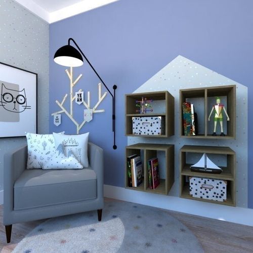 Conjunto com 4 Nichos com Prateleira Montana Bramov Móveis Carvalho Mel