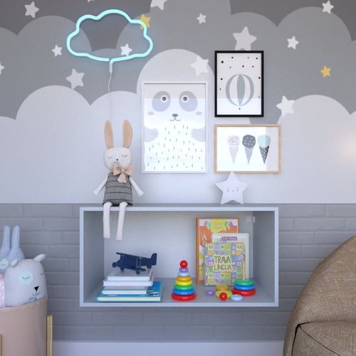 Nicho para Quarto Infantil 80x40x40cm Bramov Móveis Cinza Cristal