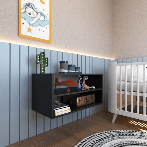 Nicho com Prateleira Quarto Infantil Bramov Móveis Preto