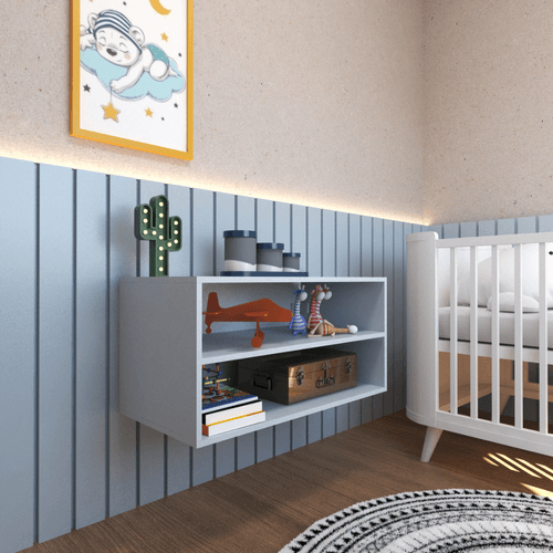 Nicho com Prateleira Quarto Infantil Bramov Móveis Cinza Cristal