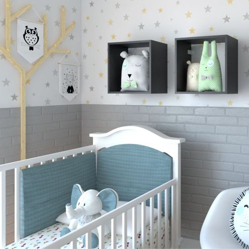 Conjunto com 2 Nichos Quarto Infantil Bramov Móveis Preto