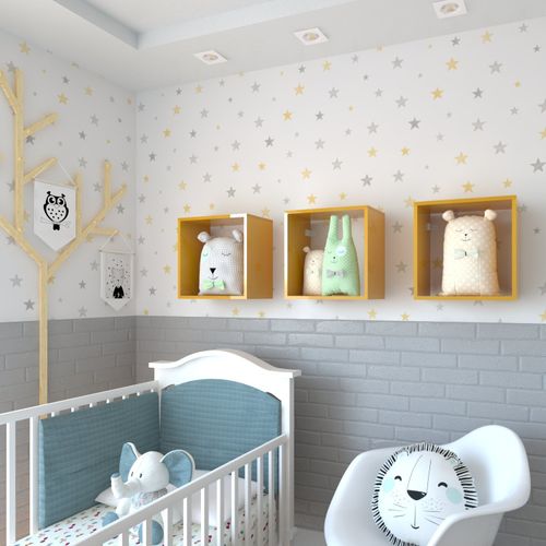 Conjunto 3 Nichos para Quarto Infantil Bramov Móveis Amarelo