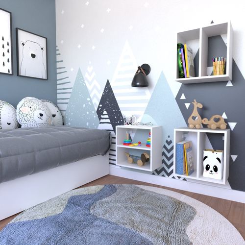 Conjunto 3 Nichos Prateleira para Quarto Infantil Bramov Móveis Branco