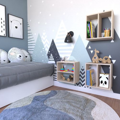 Conjunto 3 Nichos Prateleira para Quarto Infantil Bramov Móveis Geneve