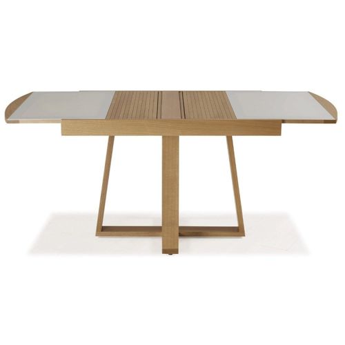 Mesa de Jantar Retangular Extensível 178cm Vidro Casatema Amendoa