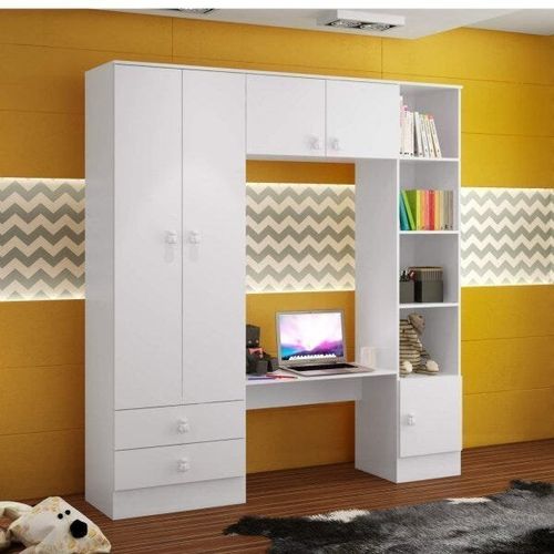 Guarda Roupa Infantil 5 Portas 2 Gavetas Bambini Espresso Móveis Branco