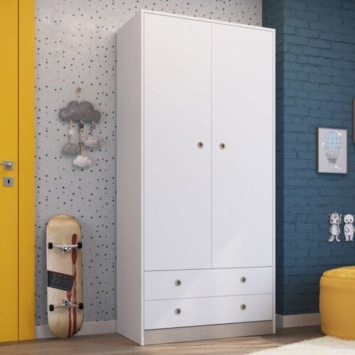 Guarda Roupas Infantil 2 Portas 2 Gavetas Amore Meu Fofinho Art in Móveis Branco