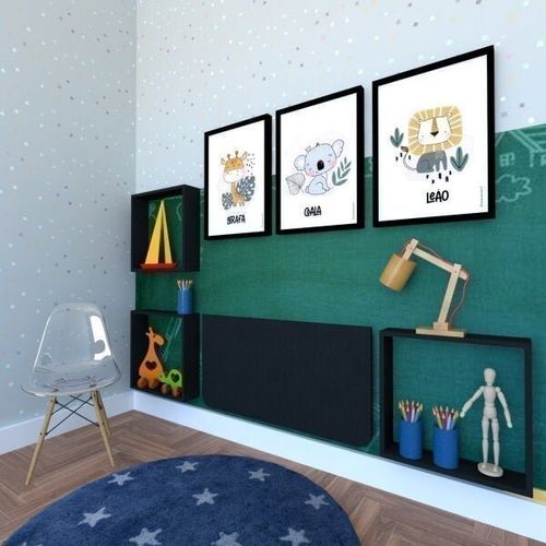 Conjunto com 1 Mesa Dobrável 80cm e 3 Nichos Bramov Móveis Preto