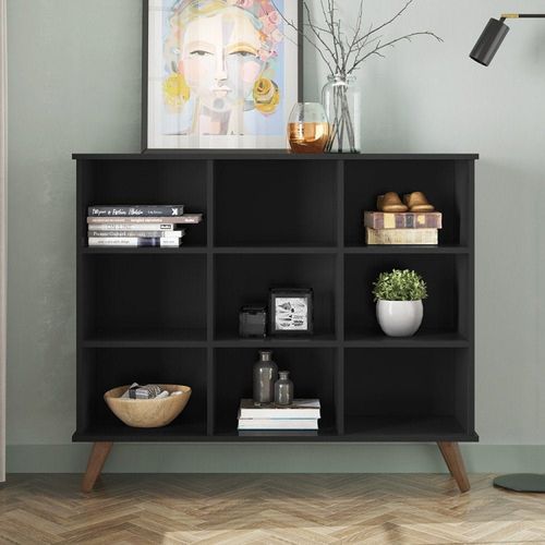 Estante de Livros Retrô 108cmx93cm Baixa 6 Nichos Toq Preto