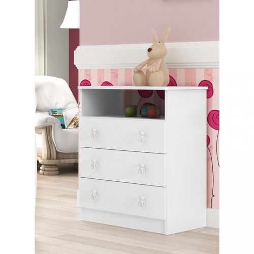 Cômoda de Bebê 3 Gavetas 1 Nicho Arco-íris Branco