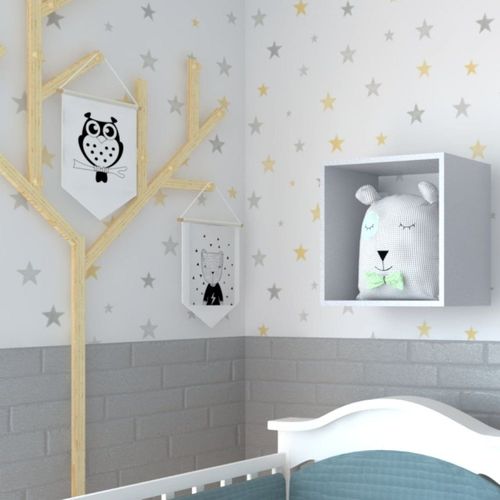 Nicho para Quarto Infantil Kitcubos Cinza/Cristal Cinza Cristal