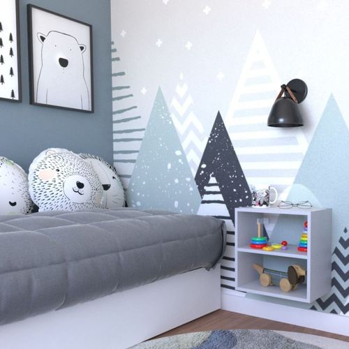 Nicho com Prateleira para Quarto Infantil Cinza/Cristal Cinza Cristal