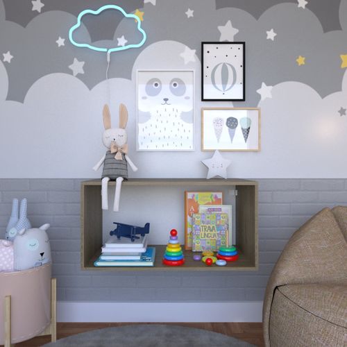 Nicho para Quarto Infantil 80x40x40cm Bramov Móveis Carvalho Mel