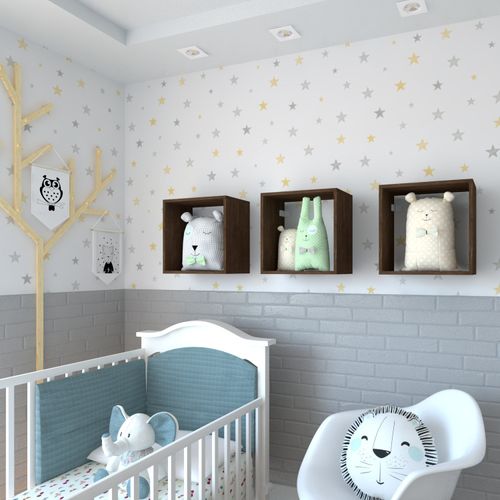 Conjunto 3 Nichos para Quarto Infantil Bramov Móveis Ameixa Negra