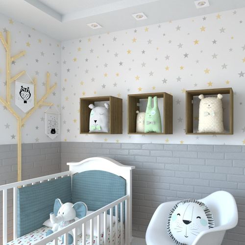 Conjunto 3 Nichos para Quarto Infantil Carvalho Mel