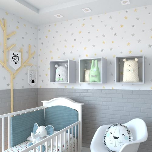 Conjunto 3 Nichos para Quarto Infantil Cinza Cristal