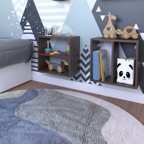 Conjunto 2 Nichos Prateleira para Quarto Infantil Bramov Móveis Ameixa Negra