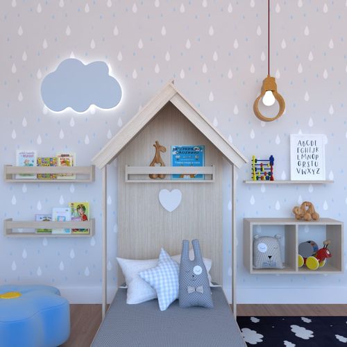 Quarto Infantil Cama Nicho Prateleira e Revisteiros Bramov Móveis Geneve