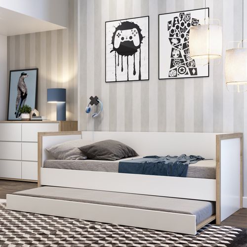 Bicama Infantil com Encosto Wood Divicar Móveis Branco/Carvalho Treviso