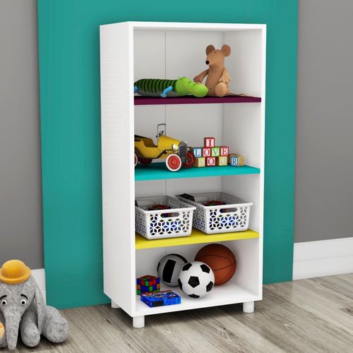 Estante Infantil Arco-Íris 3 Prateleiras DJD Móveis Branca/Colorida