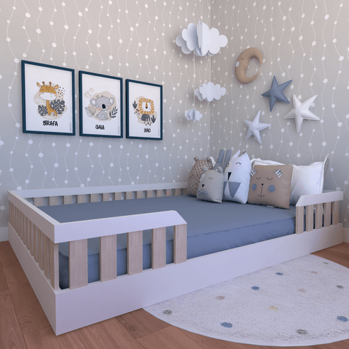 Cama Infantil Montessoriana Casal Cori Yescasa Branco/Geneve