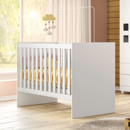 Berço com Colchão Suporte Mosquiteiro Life 100% MDF Branco
