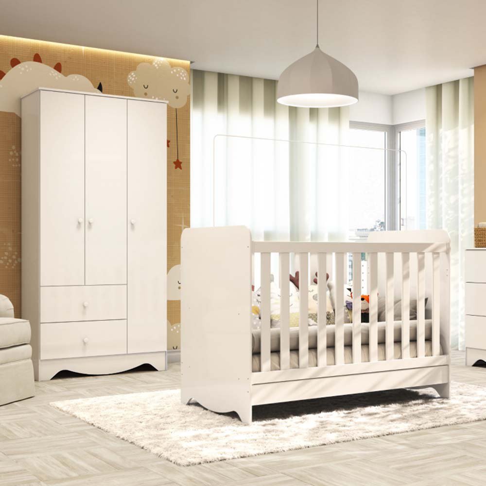 Mini Berço Para Bebê New Baby Branco Grade Móvel - Kasa Sofa Decor