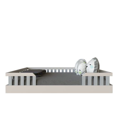 Cama Infantil Montessoriana Solteiro Cori Yescasa Branco/Cinza Cristal