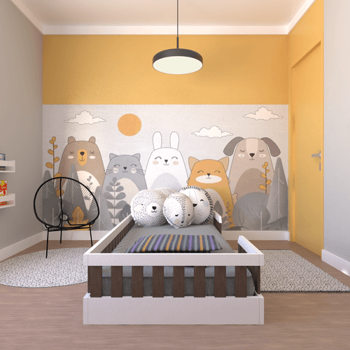 Cama Infantil Montessoriana Solteiro Cori Yescasa Branco/Ameixa Negra