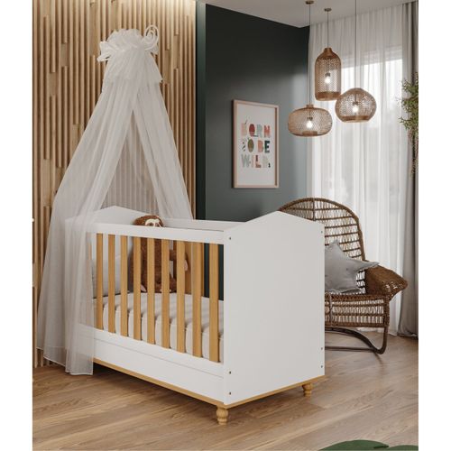 Berço Mini Cama Bala de Goma Espresso Móveis Branco/Nature