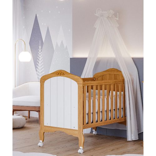 Berço Mini Cama Alegria Espresso Móveis Nature/Branco