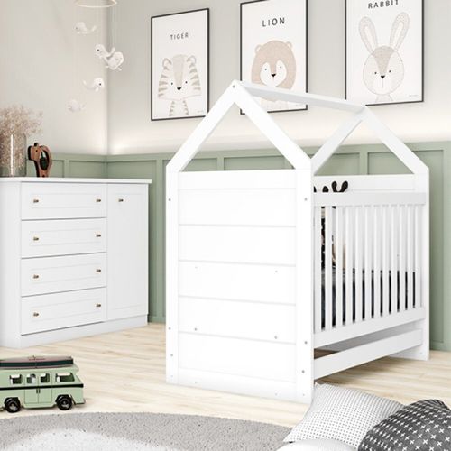 Quarto de Bebê Completo com Berço e Cômoda Cômoda Nova York Espresso Móveis Branco HP