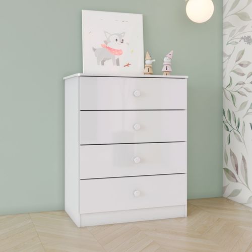 Cômoda Infantil 4 Gavetas Sonho Encantado Espresso Móveis Branco