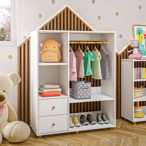Guarda Roupa Infantil Montessoriano 2 Gavetas Olivar Branco