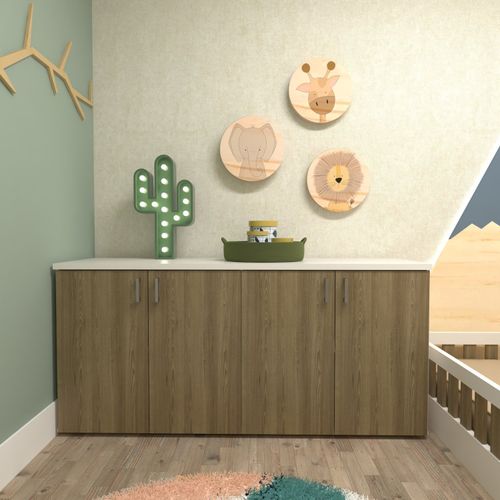 Armário Duplo Baixo Infantil Corp Bramov Móveis Branco/Carvalho Mel