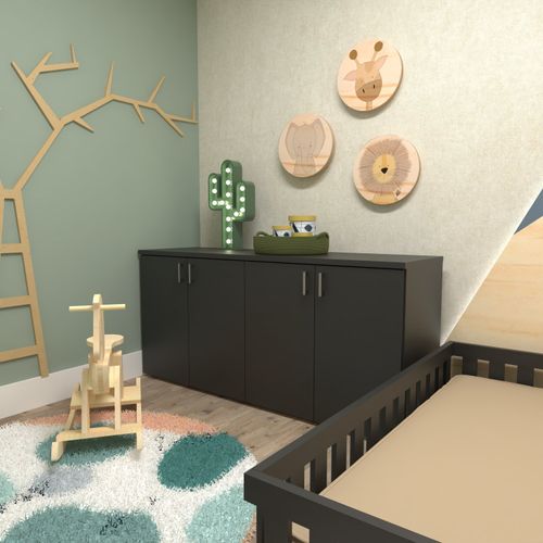 Armário Duplo Baixo Infantil Corp Bramov Móveis Preto