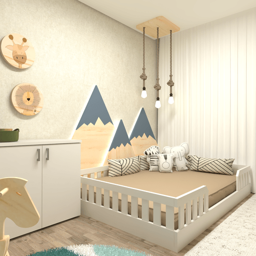 Kit Cori com Cama Casal e Armário Baixo Montessoriano Branco Branco