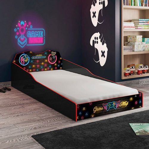 Cama Infantil com Laterais de Proteção Gamer Preto
