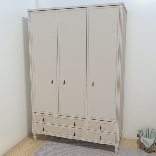Guarda Roupa Infantil 3 Portas 4 Gavetas Tudor Plus Timber Areia