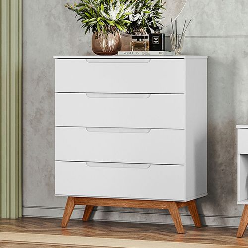 Cômoda Infantil Retrô 4 Gavetas Alpi Olivar Móveis Branco