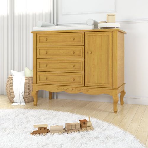 Cômoda Infantil Versailles 4 Gavetas e 1 Porta Mel