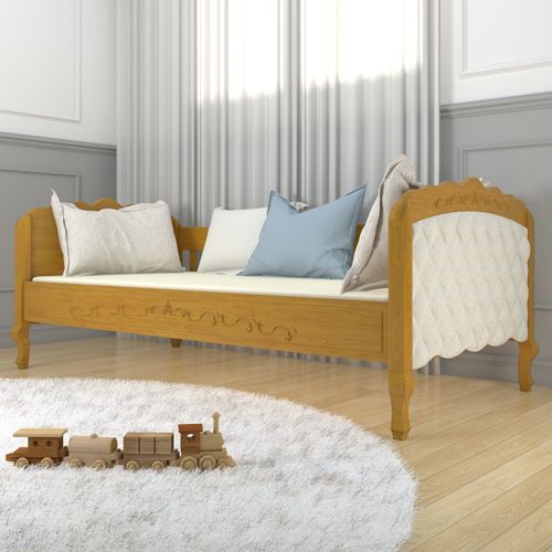 Cama Sofá com Estofado Capitonê Infantil Versailles Mel